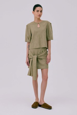 Tied Mini Skirt_Brown