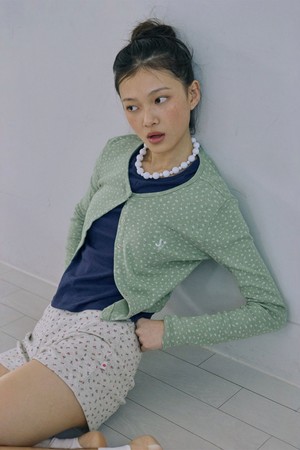 Punching Eyelet Cardigan_Light Green