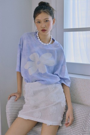 Flower Applique Mini Skirt_White