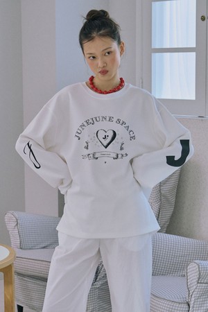 Oversized Printed Sweat Tee_White