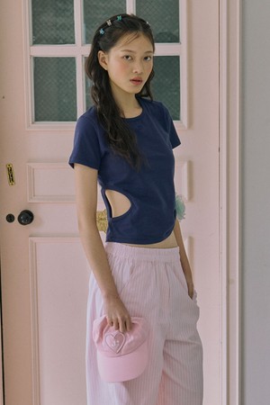 [1차 리오더]Slim Cut-out Tee_Navy
