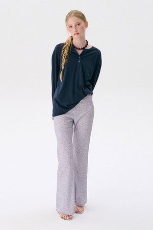 Floral Bootcut Pants_Purple
