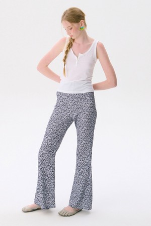 Floral Bootcut Pants_Black