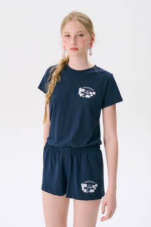 Hawaiian Print T-shirts_Navy