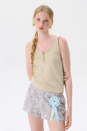 Henley Sleeveless Top_Beige