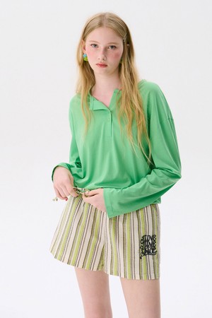 Henley Oversized T-shirts_Green