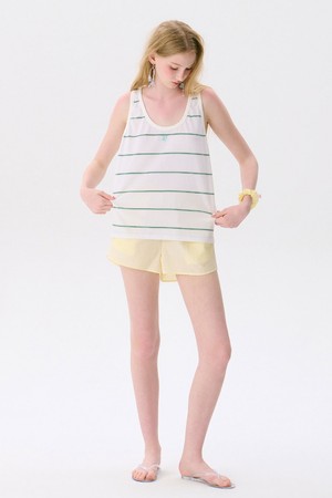 Striped Sleeveless Top_White