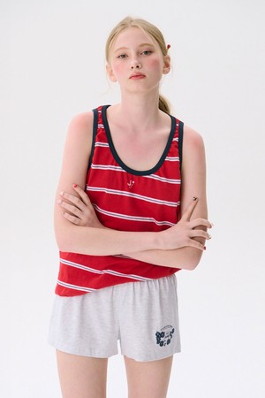 Striped Sleeveless Top_Red