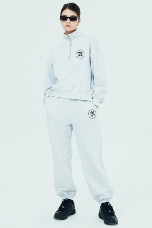 ROMAN TYPO LOGO TRAINING PANTS-WHITE MELANGE