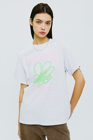 PAINTING FLOWER TSHIRT-GREY