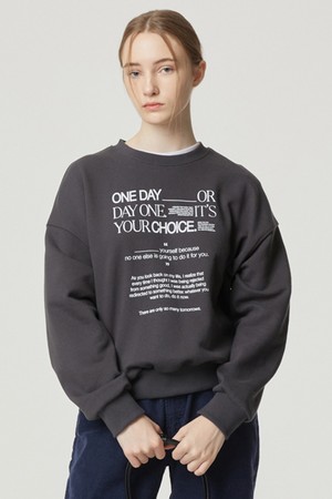 ONE DAY CHOICE TYPO SWEATSHIRT-CHARCOAL