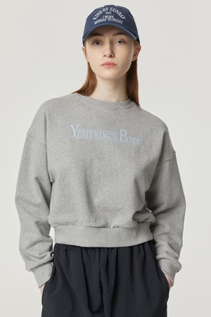 YESTERDAYS PAPER CROP SWEATSHIRT-GREY