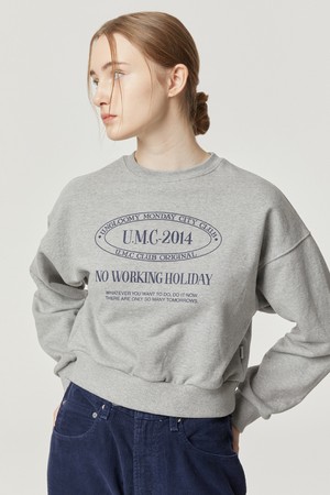 NO WORKING HOLIDAY CROP SWEATSHIRT-GREY