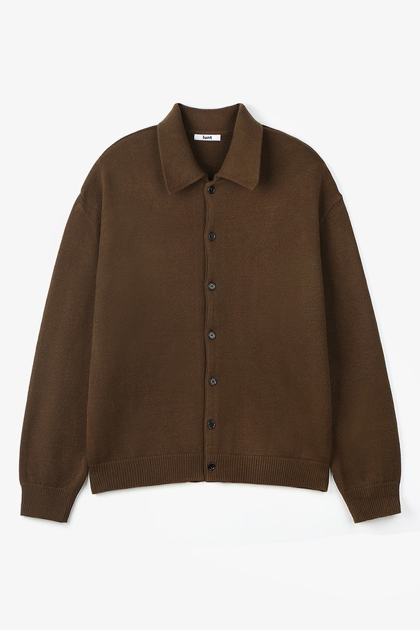 LUNT - 가디건 - NEAT COLLAR CARDIGAN (OLIVE)