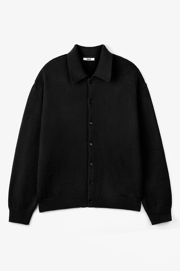 LUNT - 가디건 - NEAT COLLAR CARDIGAN (BLACK)