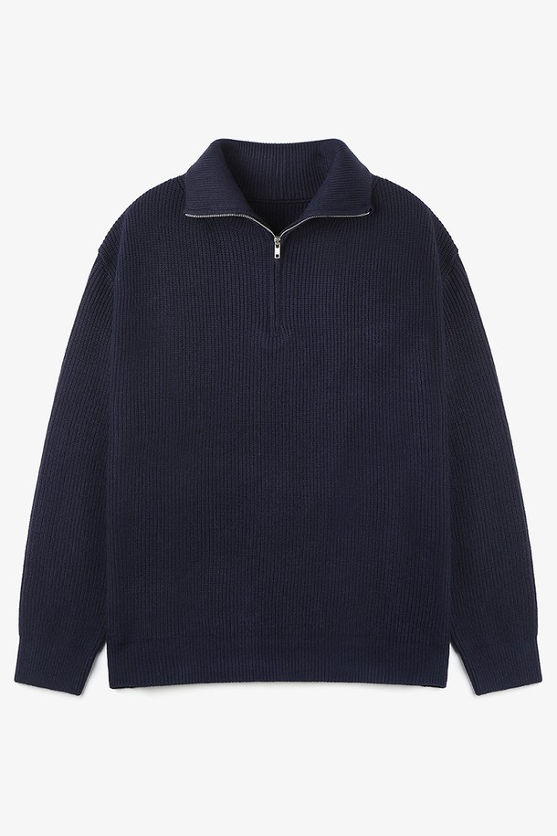 LUNT - 스웨터 - STEADY HALF ZIPUP KNIT (NAVY)