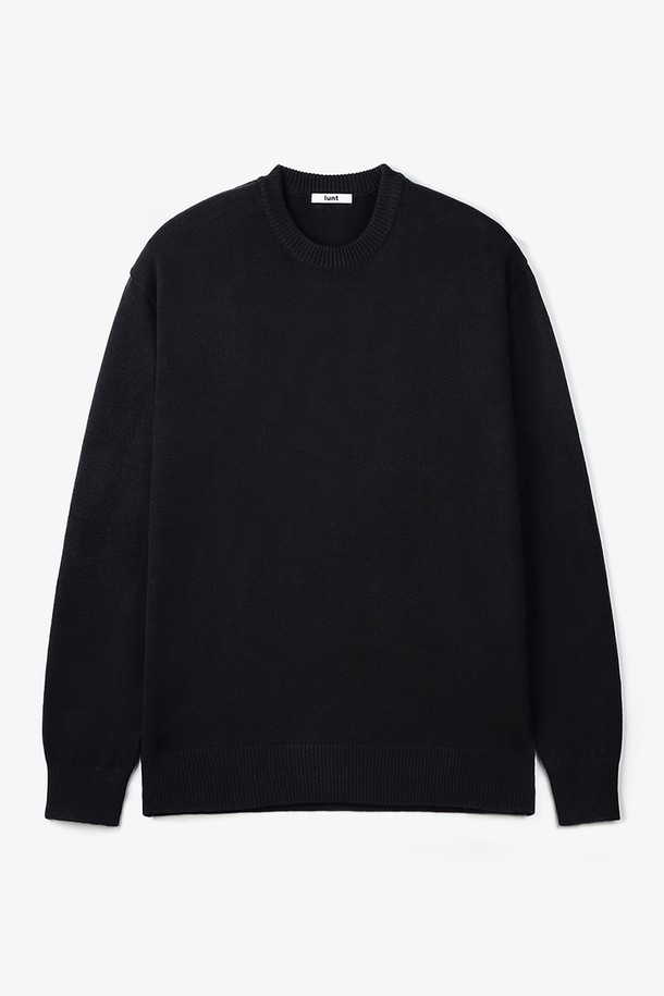 LUNT - 스웨터 - COMFORT ROUND NECK KNIT (BLACK)