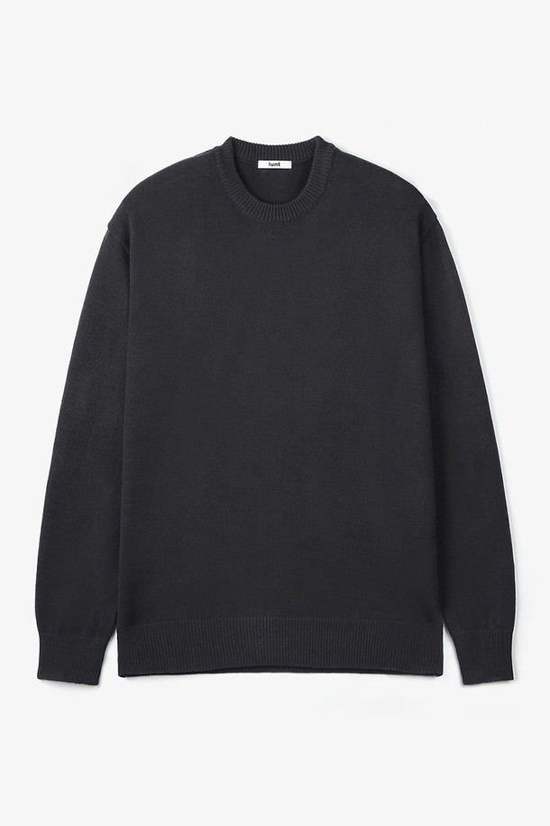 LUNT - 스웨터 - COMFORT ROUND NECK KNIT (CHARCOAL)