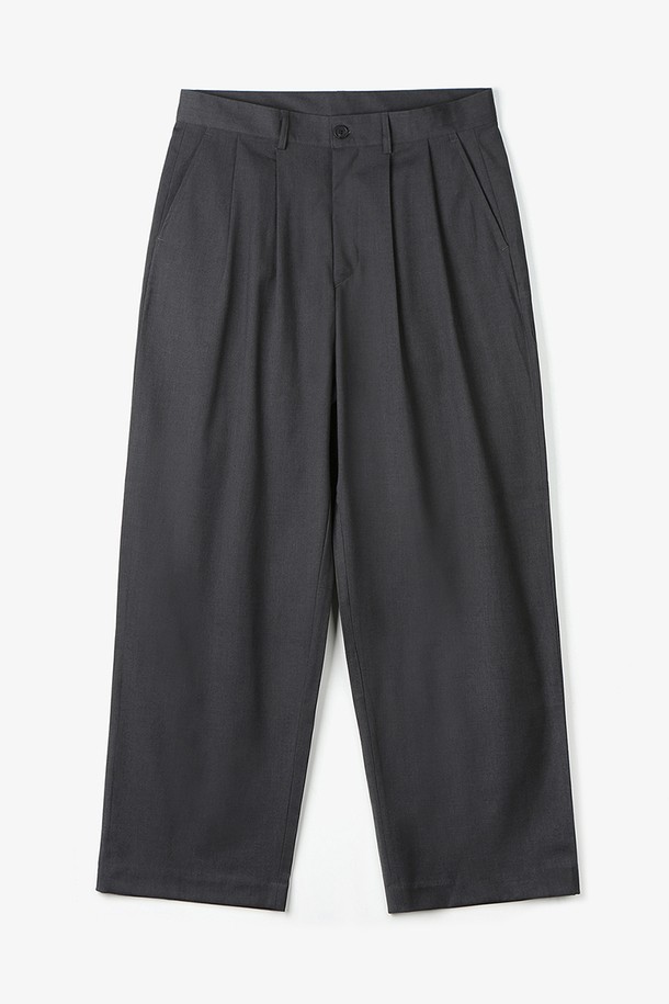 LUNT - 슬랙스/수트팬츠 - WOOL TWO TUCKED WIDE SLACKS (GRAY)