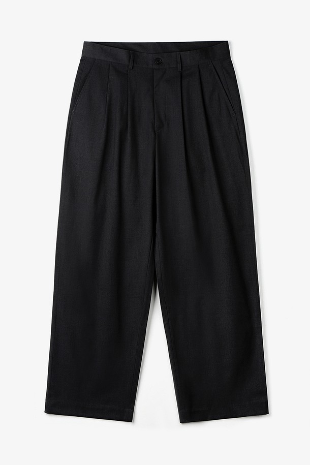 LUNT - 슬랙스/수트팬츠 - WOOL TWO TUCKED WIDE SLACKS (BLACK)