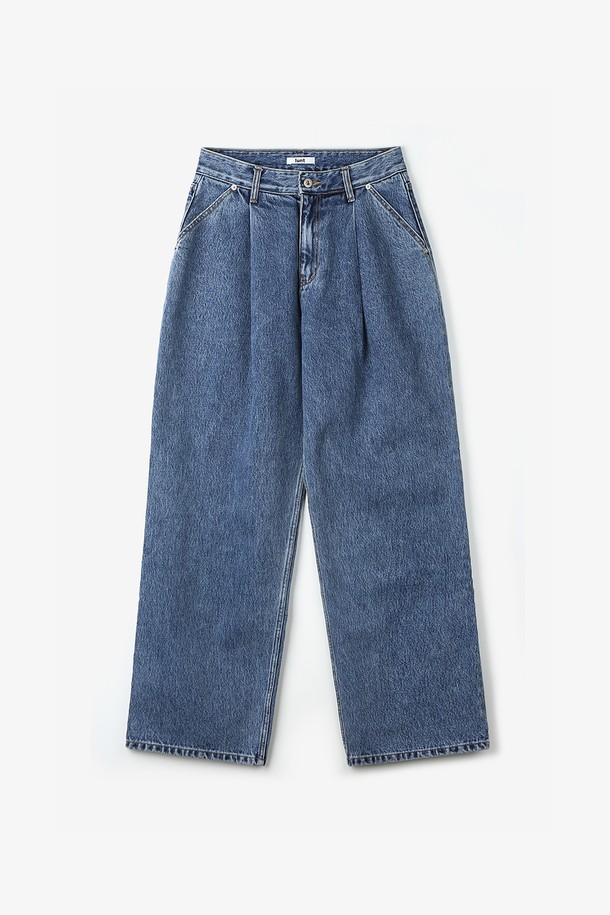 LUNT - 데님 - DEEP ONE TUCKED WIDE DENIM (BLUE)