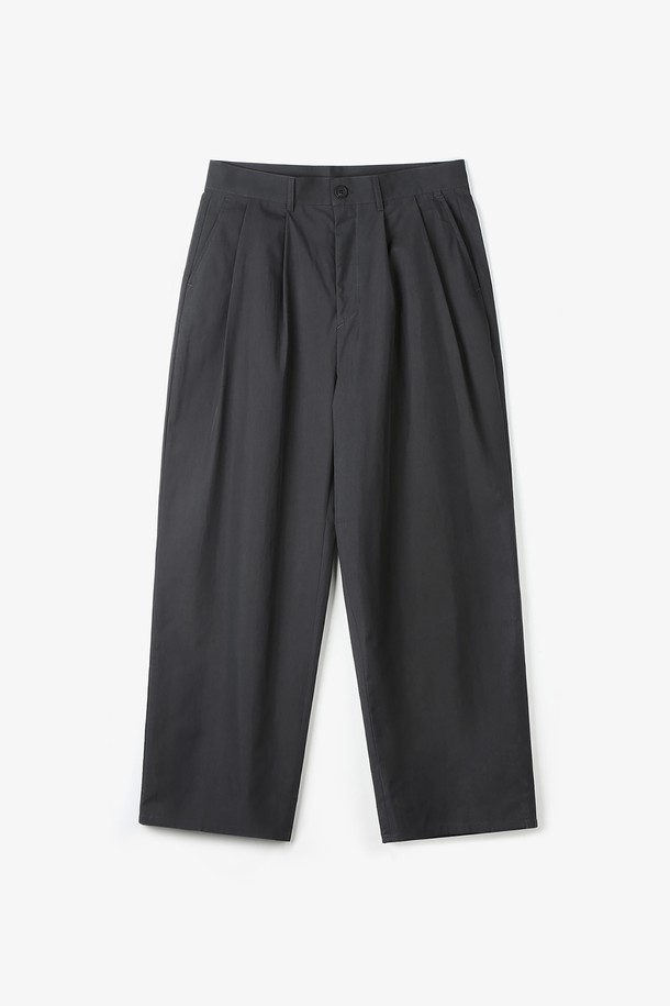 LUNT - 캐주얼팬츠 - CN WIDE TWO TUCKED PANTS (CHARCOAL)