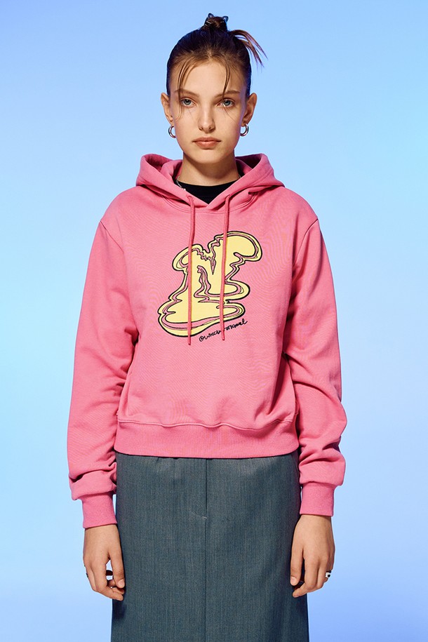 NCOVER - 후디 - MELTING LOGO CROP HOODIE-PINK