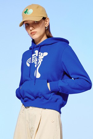 TWISTED LOGO CROP HOODIE-BLUE