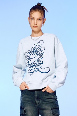 SKATE BOARDING SWEATSHIRT-WHITE MELANGE