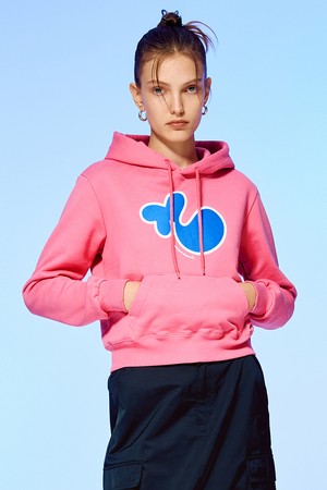 EXPANSION N LOGO CROP HOODIE-PINK