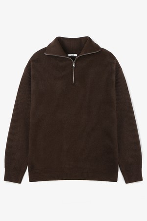 STEADY HALF ZIPUP KNIT (BROWN)