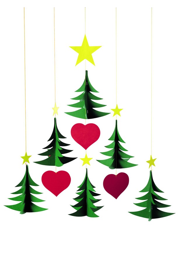 플렌스테드(Plantead) 크리스마스 트리6 - Christmas Trees 6 모빌은 인테리어 장식에 활용할 수 있는 제품입니다. 종이 소재로 제작되었으며, 초록, 빨강, 노랑 색상과 크리스마스 트리, 하트, 별 무늬가 특징입니다. 북유럽 및 모던 스타일을 연출하며, 42 x 34 cm 크기로 공간에 포인트를 더합니다. 덴마크 전통 공예품으로, 균형 잡힌 모빌 디자인이 돋보이는 인테리어 소품입니다.
