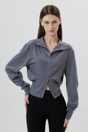 Epinal : 에피날 슬릿 오픈칼라 스웻셔츠 (3color)