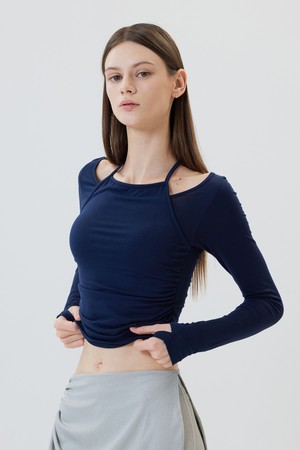 VALERIA : 발레리아 홀터넥 레이어드 롱슬리브 (4color)