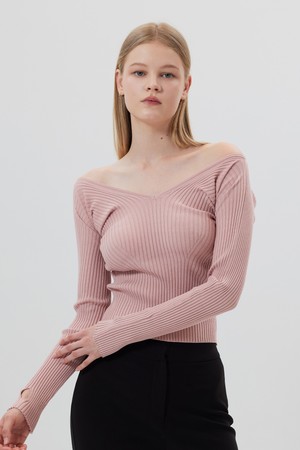 LECLERC : 르클레르 오프숄더 니트 탑 (5color)