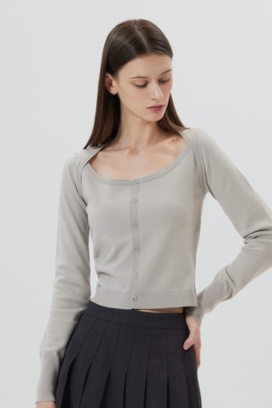 SELOSSE : 셀로스 페이크 버튼 니트 탑 (4color)