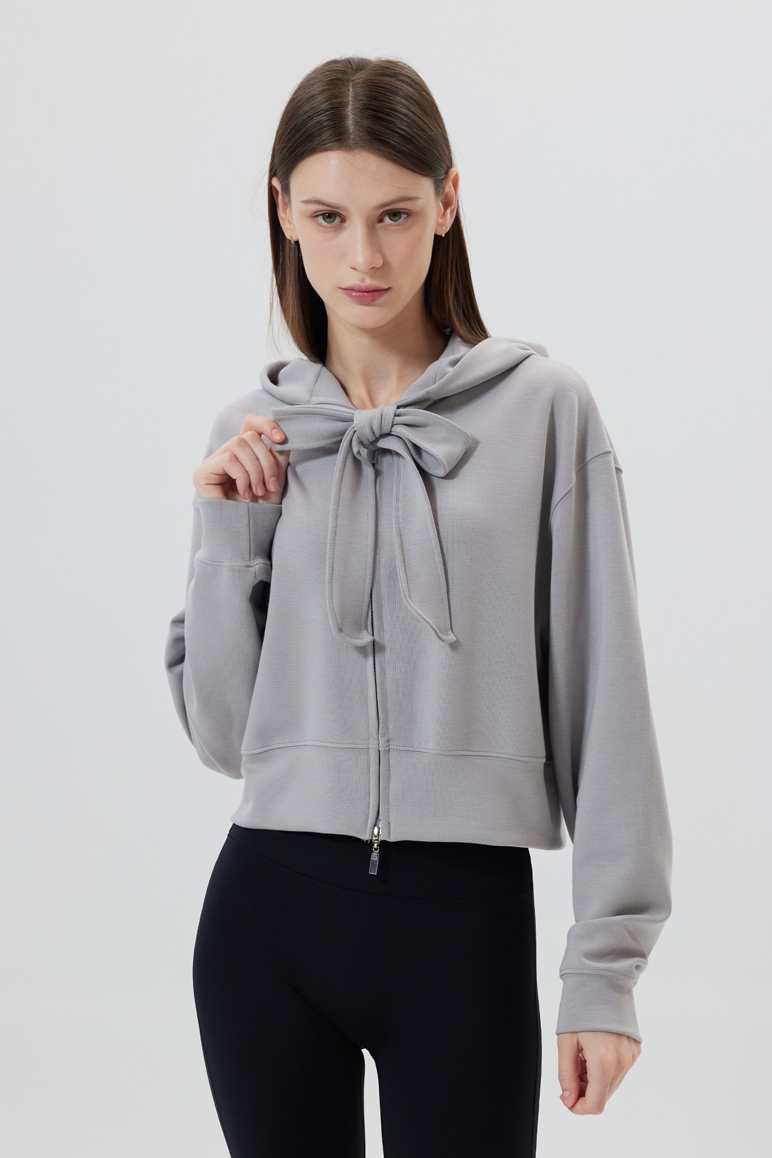 레페르] RIPPLE 리본타잉 후드집업 [크림/그레이/블랙]