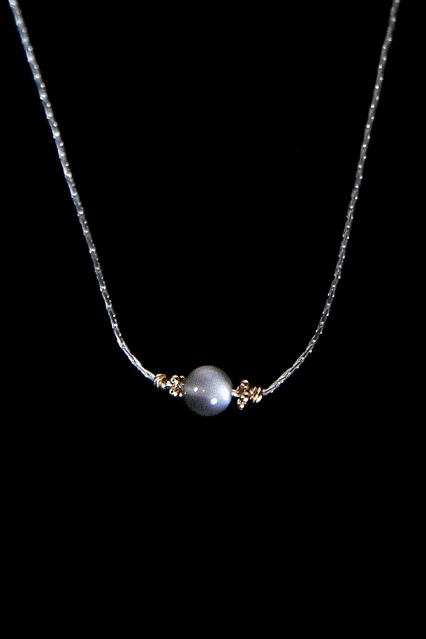 Baked Alaska - 목걸이 - Grey Moonstone & 14k,18k Gold Combi Necklace