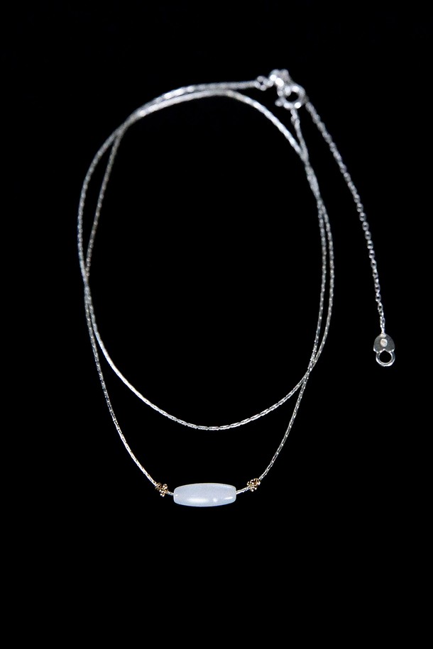 Baked Alaska - 목걸이 - White Moonstone & 14k,18k Gold Combi Necklace