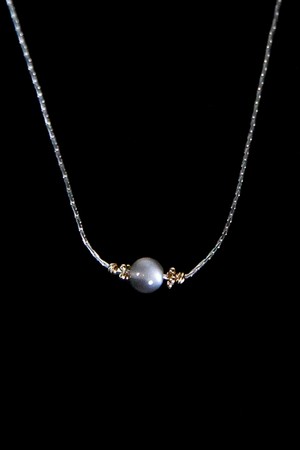 Grey Moonstone & 14k,18k Gold Combi Necklace