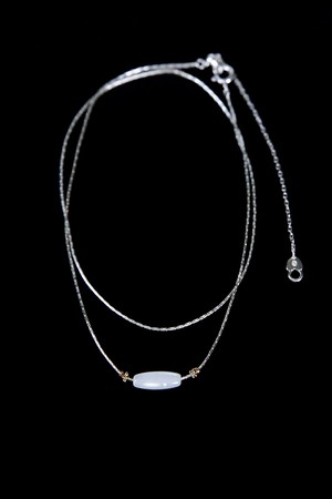 White Moonstone & 14k,18k Gold Combi Necklace