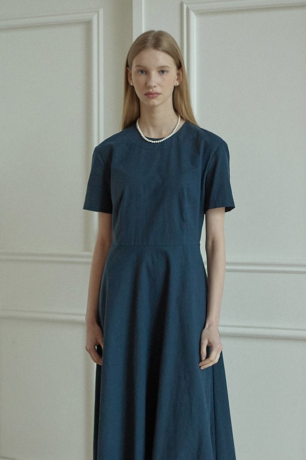 NONLOCAL - 반소매 원피스 - Linen Flared Dress - 6Color