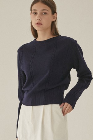 Cabled Pullover Crop Knit