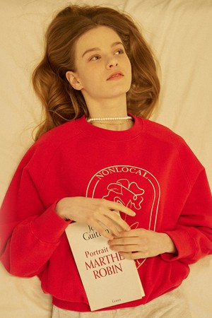 Rose Print Sweatshirt - Red