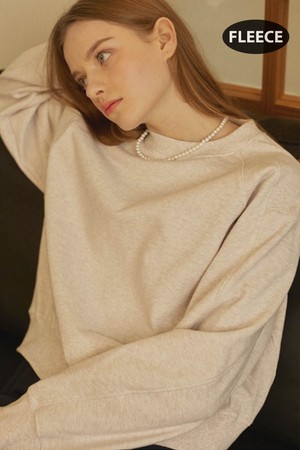 Rib Block Crop Sweatshirt - Light Grey