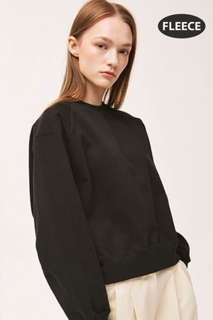 Rib Block Crop Sweatshirt - Black