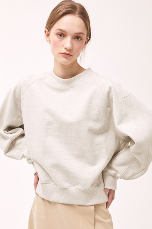 Rib Block Crop Sweatshirt - Oatmeal