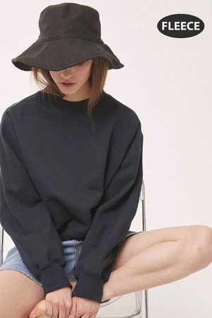 Rib Block Crop Sweatshirt - Navy