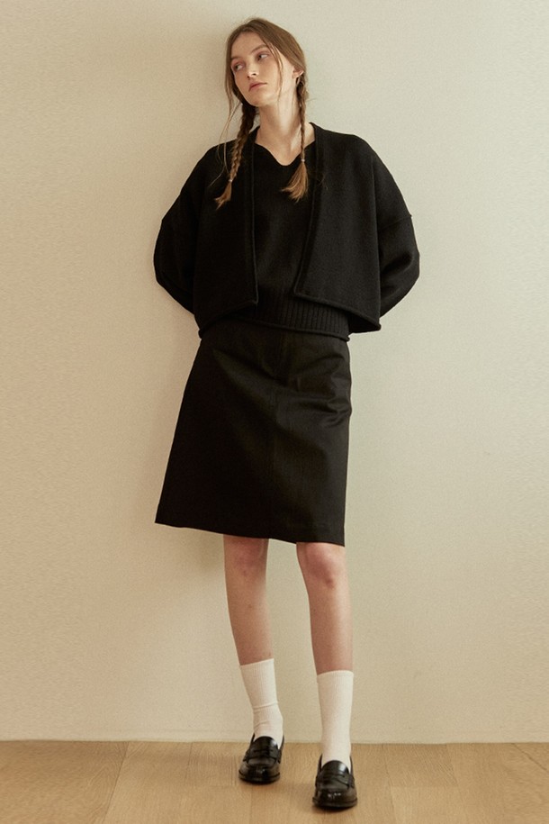 NONLOCAL - 미디스커트 - Two-buttons A-line Skirt 2 Color