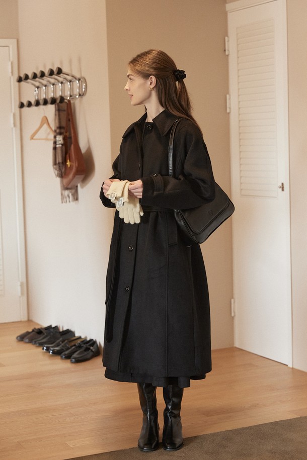 NONLOCAL - 코트 - Shearing Collar Balmacaan Coat - Black